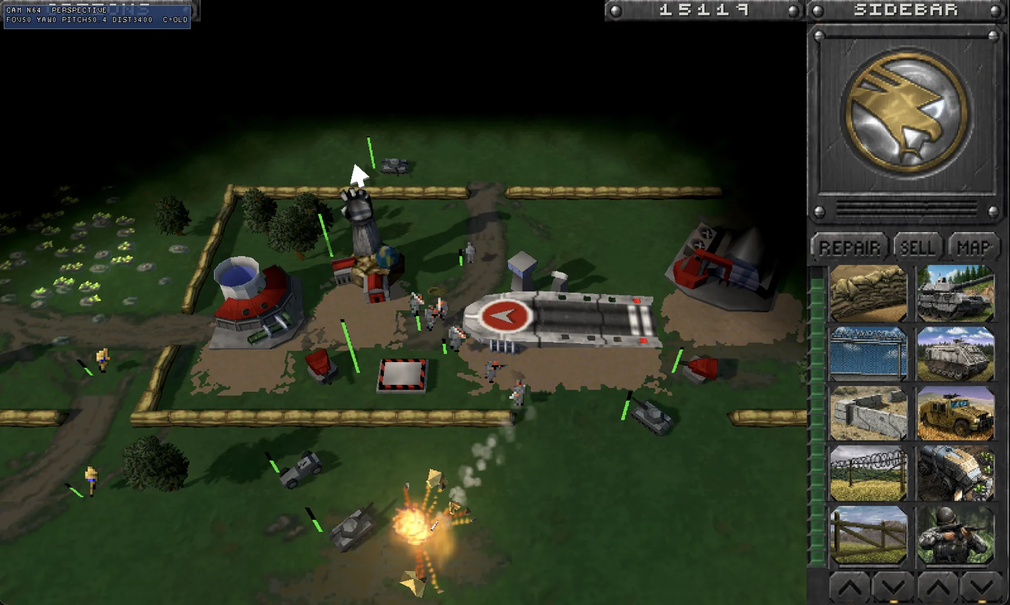 A walled Nod compound with airstrip, taking fire.